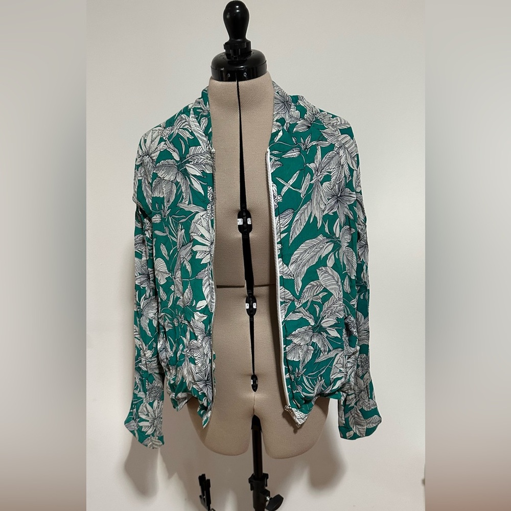 Floral Teal Green and White Jacket